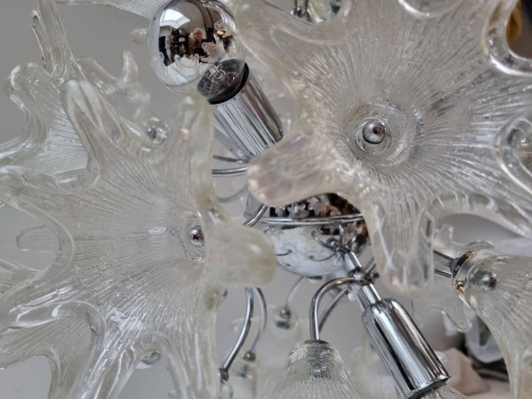 Venini Murano Sputnik glass flower Chandelier Veart Kroonluchter mid-century chroom bloemen Italy vintage 1960s-00005